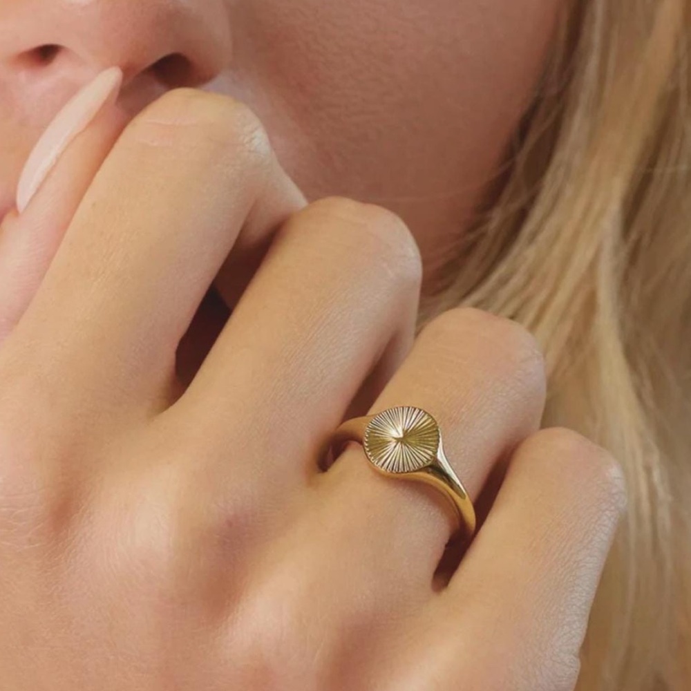 18K Gold Plated Sunburst Ring | Stainless Steel